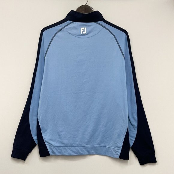 FootJoy FJ Men's 1/2 Zip Golf Pullover Shirt Nylon/Spandex Blue/Navy Logo M‎ guc - Picture 3 of 9